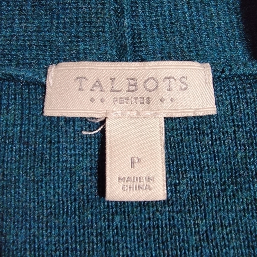 𝅺talbot Teal Two Pocket Sweater Cardigan Size P - Picture 5 of 10
